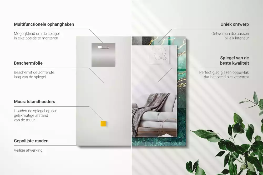 Decorațiuni perete cu oglindă Modele abstracte verzi