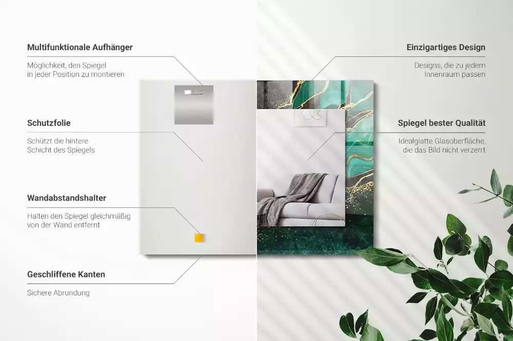 Decorațiuni perete cu oglindă Modele abstracte verzi