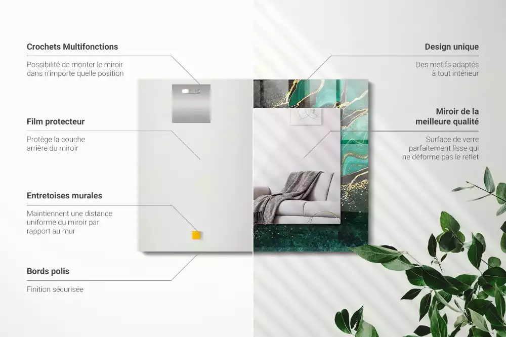 Decorațiuni perete cu oglindă Modele abstracte verzi