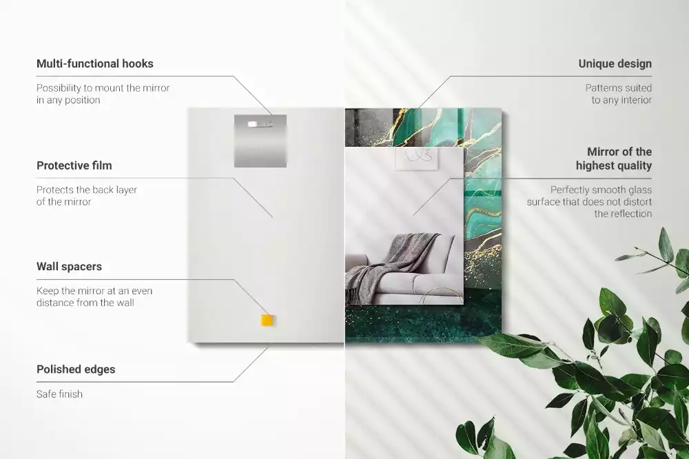 Decorațiuni perete cu oglindă Modele abstracte verzi