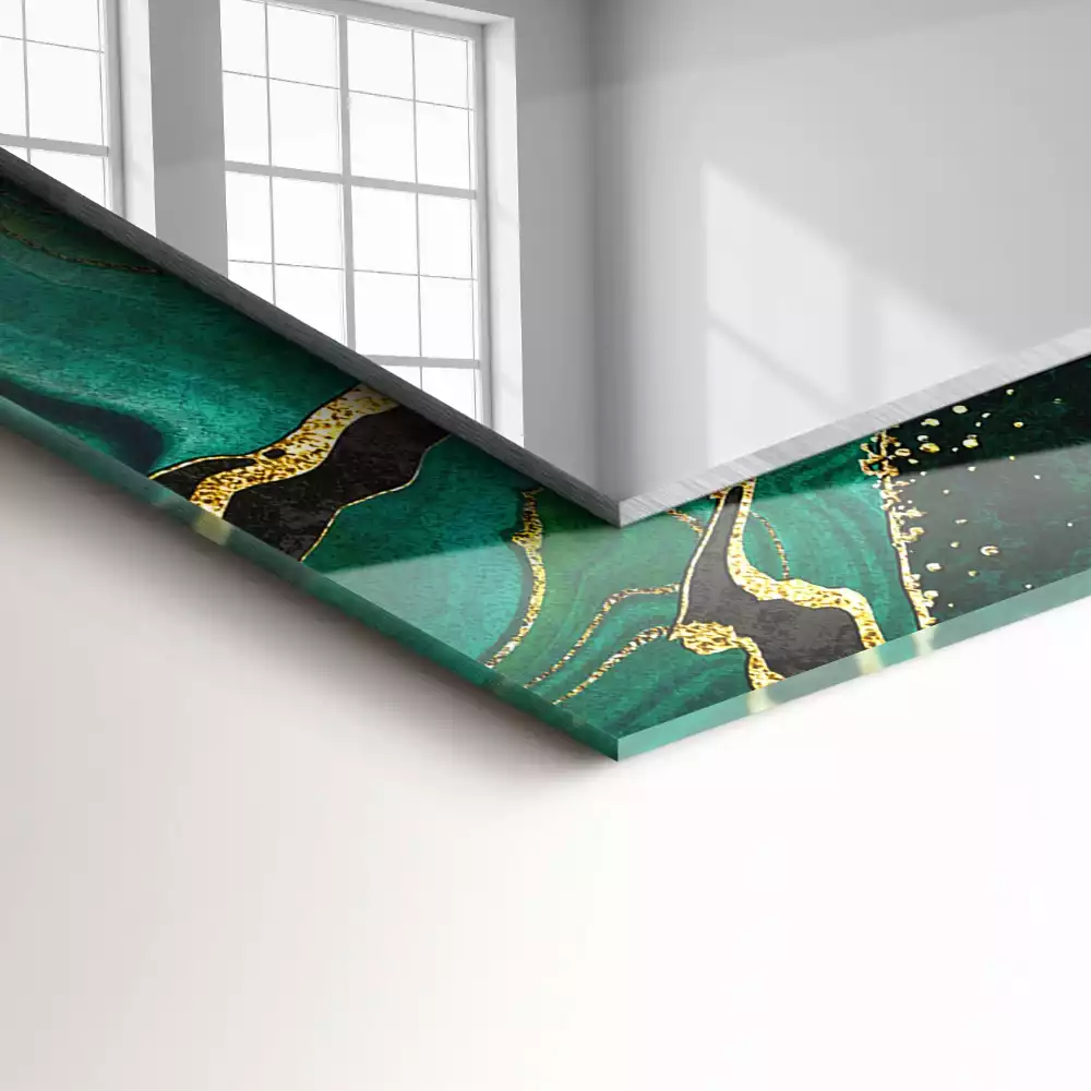 Decorațiuni perete cu oglindă Modele abstracte verzi