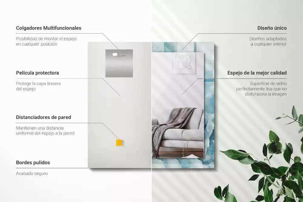 Decorațiuni de perete cu oglinzi Textură marmură albastră