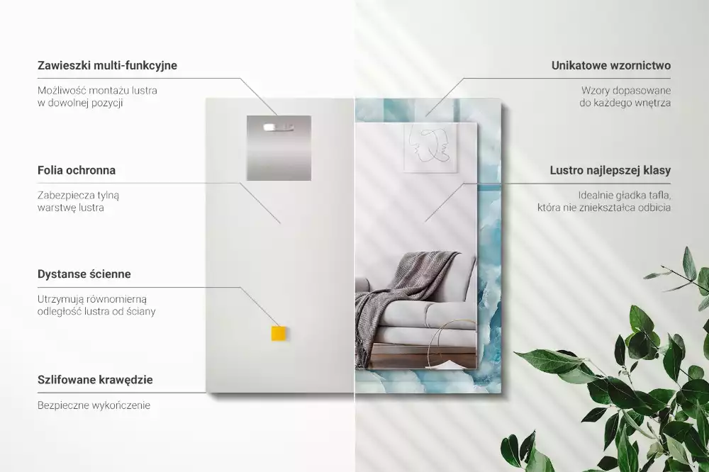 Decorațiuni de perete cu oglinzi Textură marmură albastră