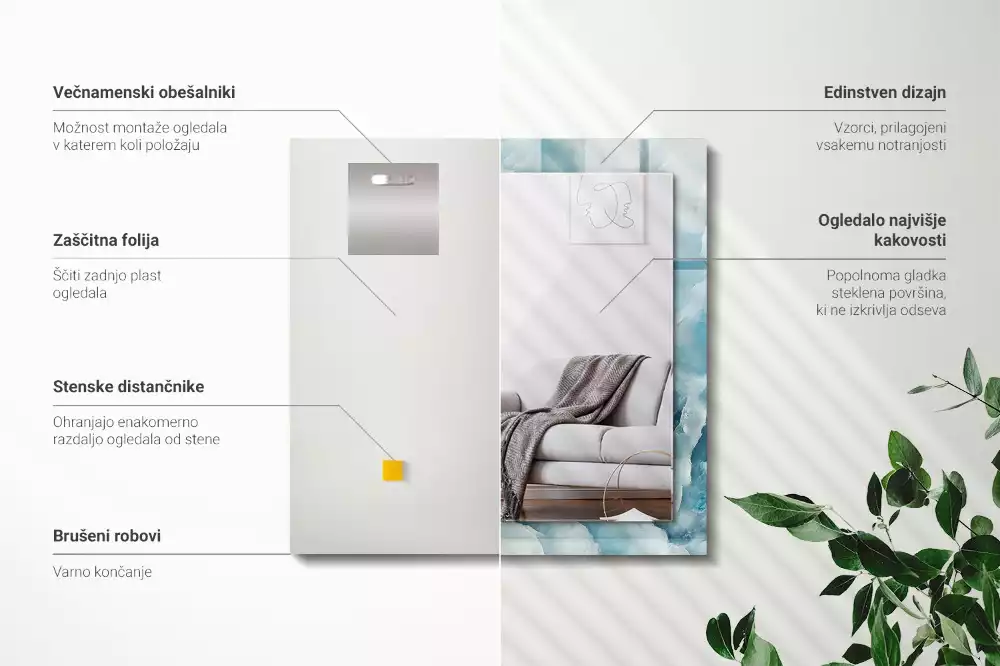 Decorațiuni de perete cu oglinzi Textură marmură albastră