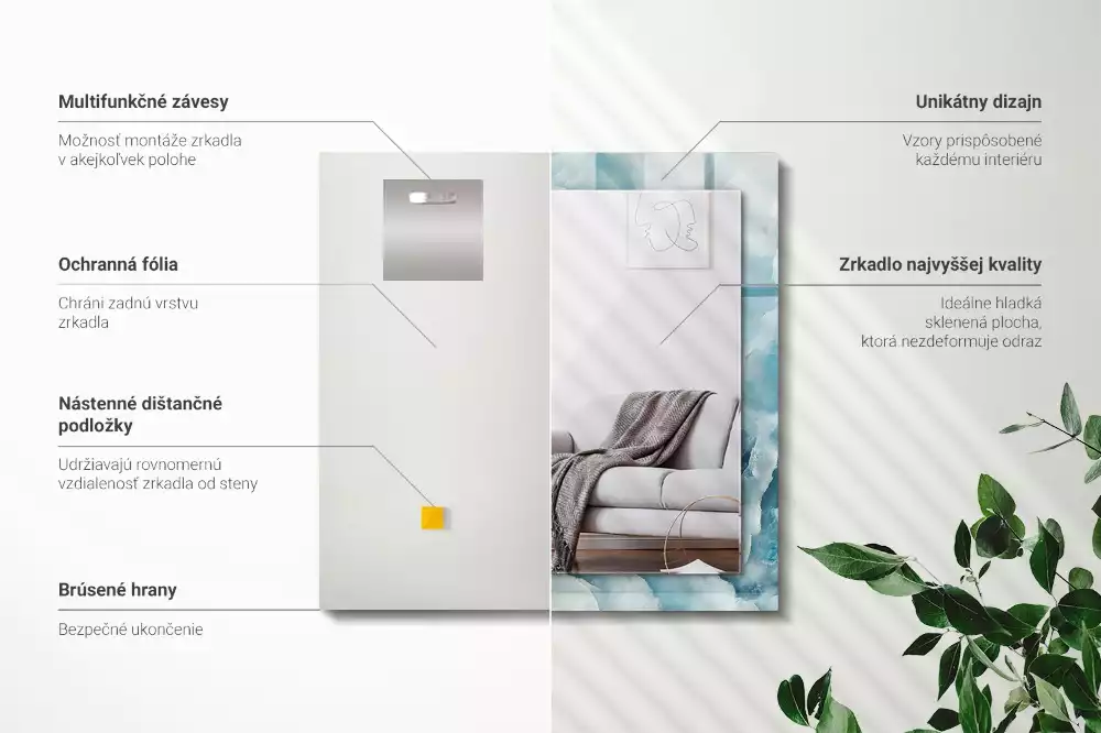 Decorațiuni de perete cu oglinzi Textură marmură albastră