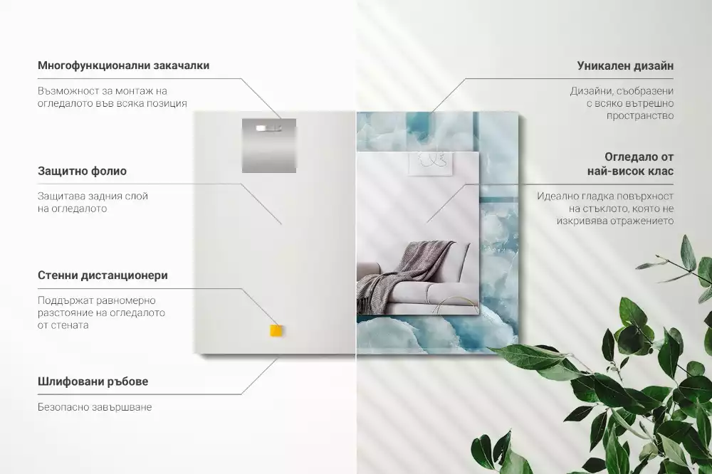 Decorațiuni de perete cu oglinzi Textură marmură albastră