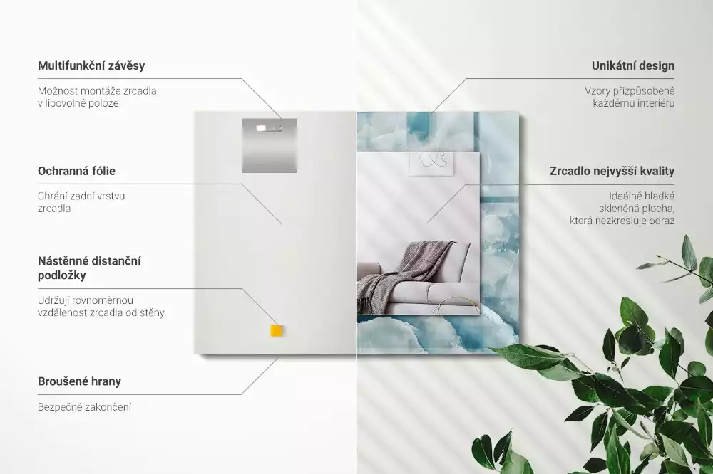 Decorațiuni de perete cu oglinzi Textură marmură albastră