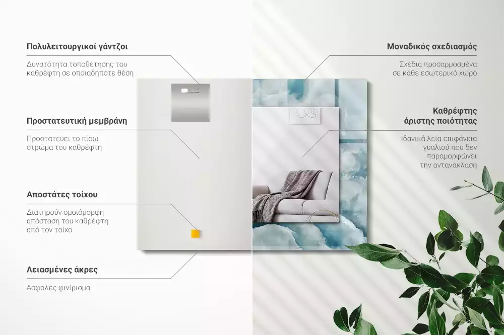 Decorațiuni de perete cu oglinzi Textură marmură albastră