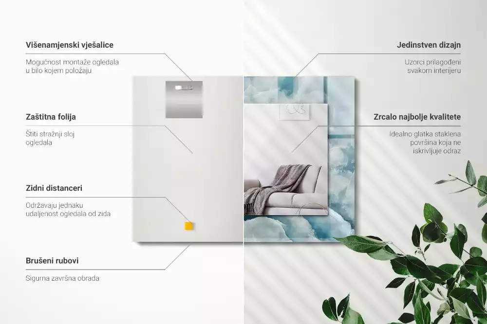 Decorațiuni de perete cu oglinzi Textură marmură albastră