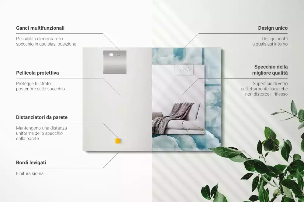 Decorațiuni de perete cu oglinzi Textură marmură albastră