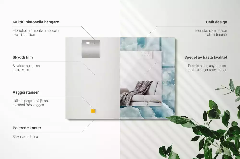 Decorațiuni de perete cu oglinzi Textură marmură albastră