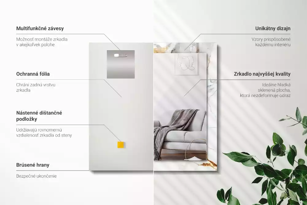 Decorațiuni perete cu oglindă Marmură cu vinișoare