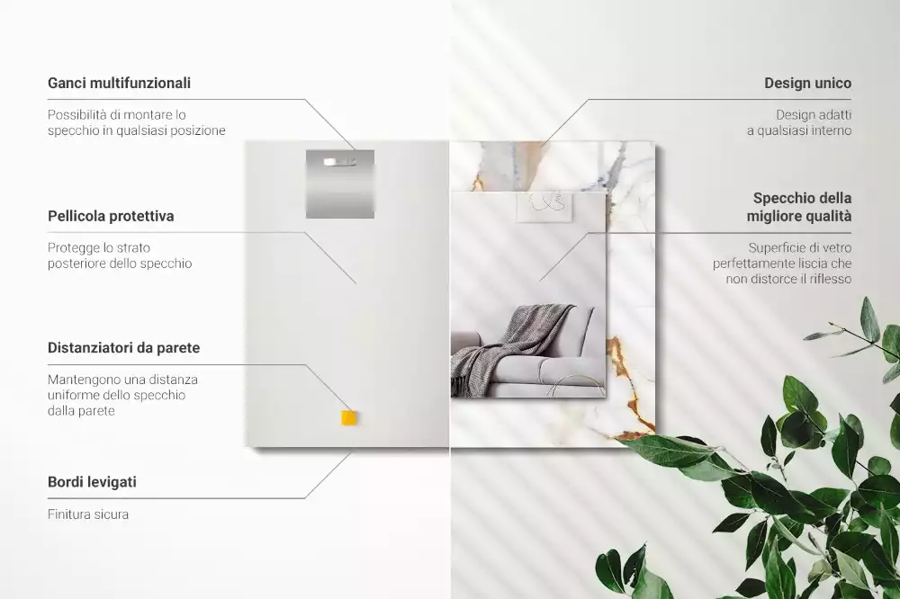 Decorațiuni perete cu oglindă Marmură cu vinișoare