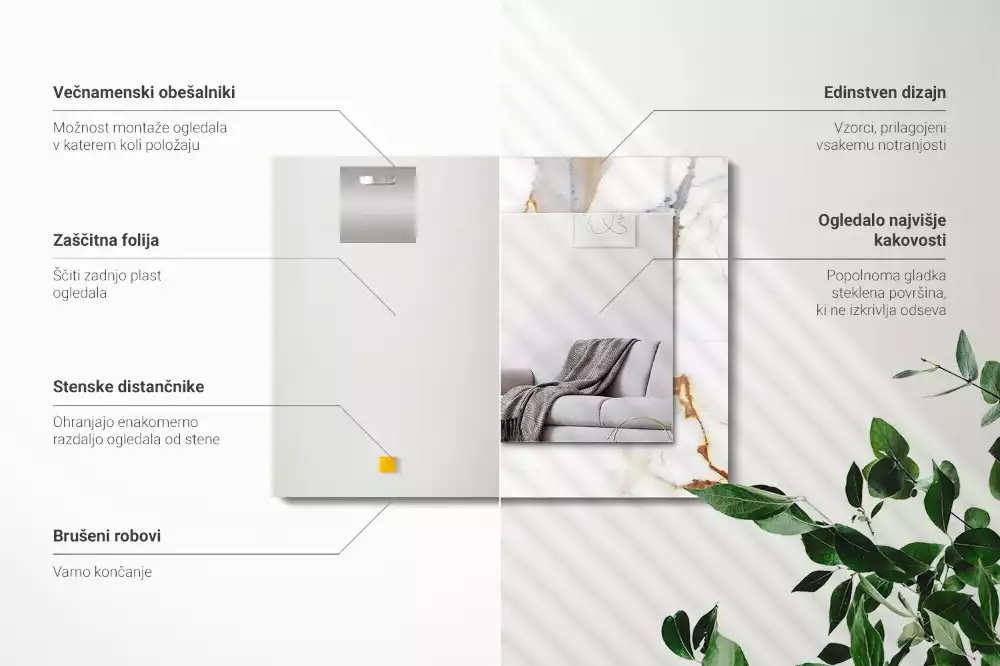 Decorațiuni perete cu oglindă Marmură cu vinișoare