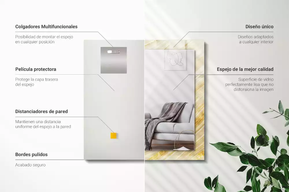 Oglindă imprimată Linii galbene abstracte