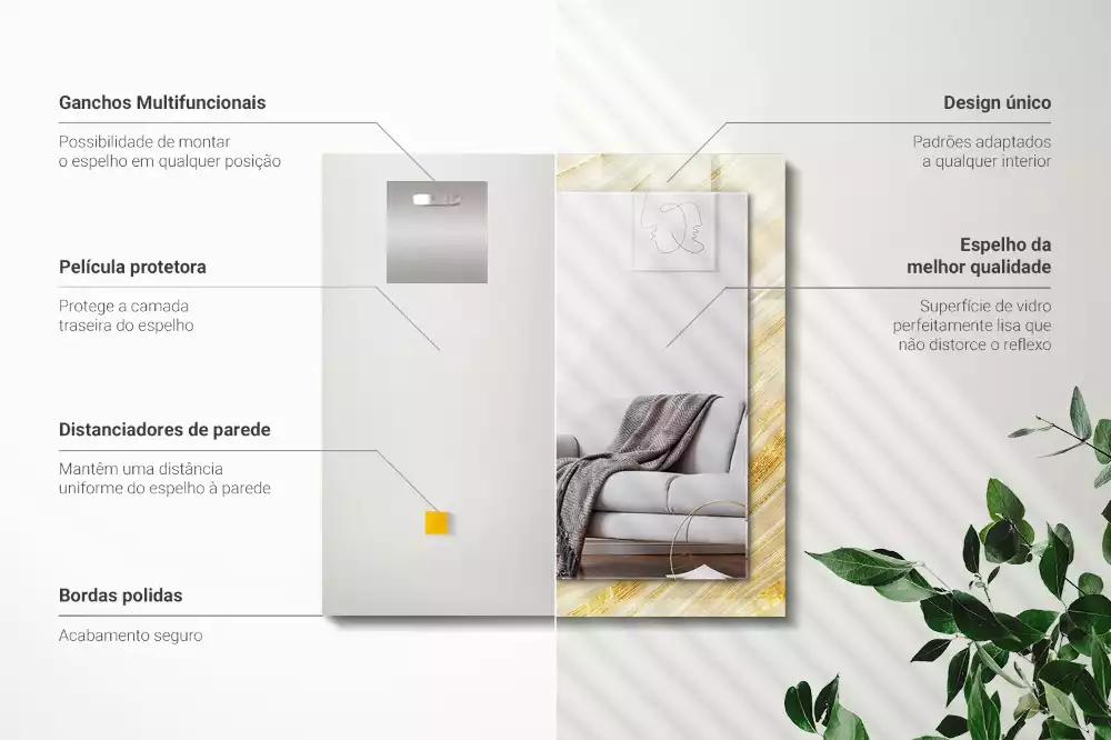 Oglindă imprimată Linii galbene abstracte