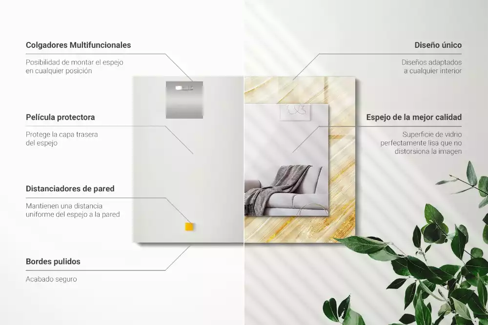 Oglindă imprimată Linii galbene abstracte