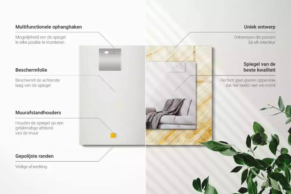 Oglindă imprimată Linii galbene abstracte