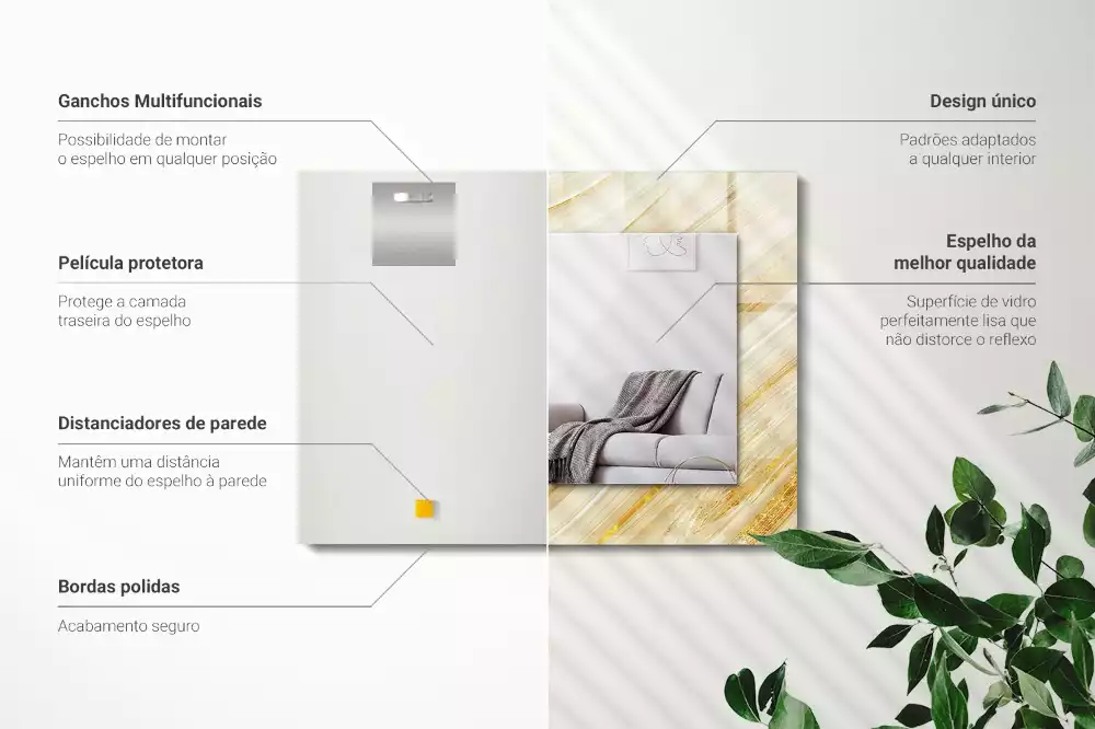 Oglindă imprimată Linii galbene abstracte