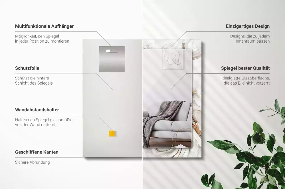 Decorațiuni de perete cu oglinzi Model de marmură abstractă