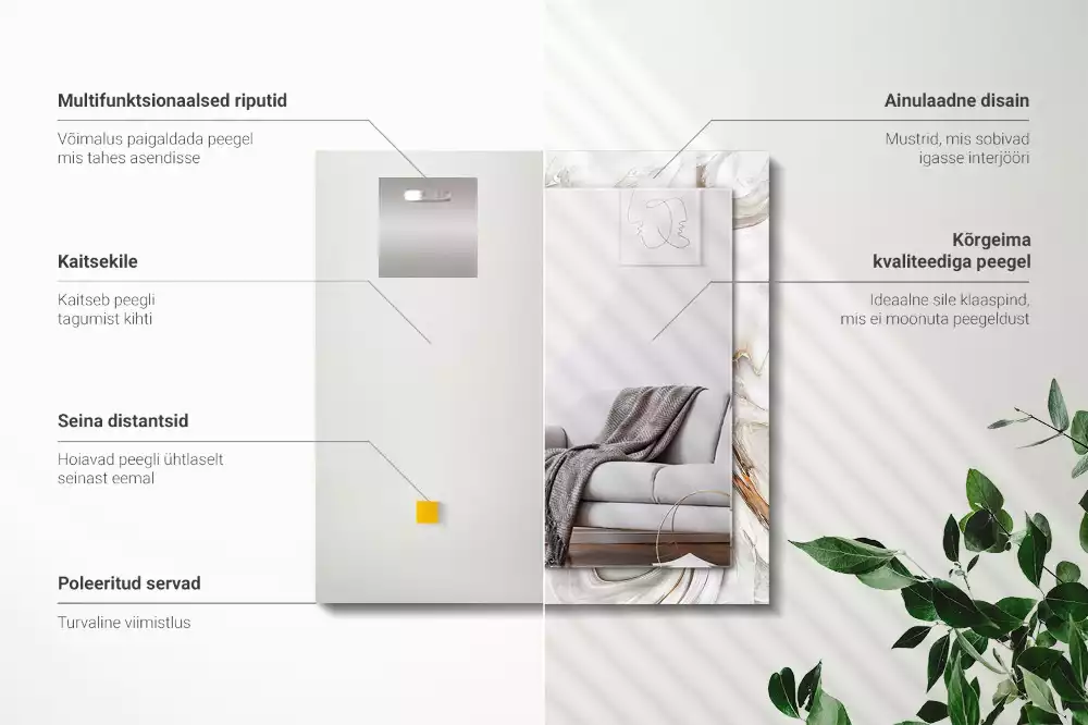 Decorațiuni de perete cu oglinzi Model de marmură abstractă