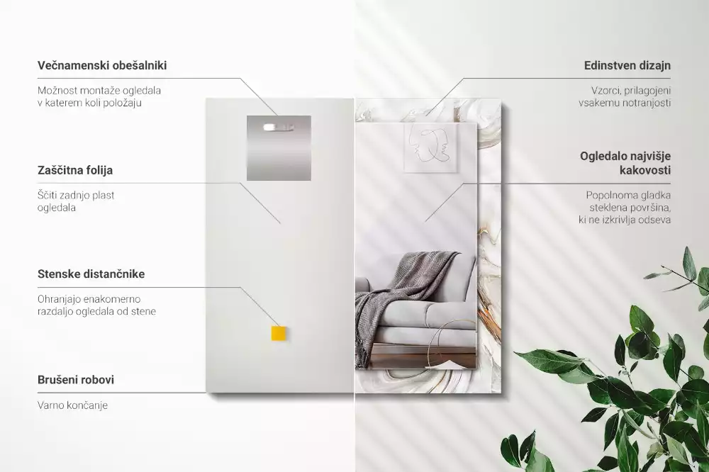 Decorațiuni de perete cu oglinzi Model de marmură abstractă