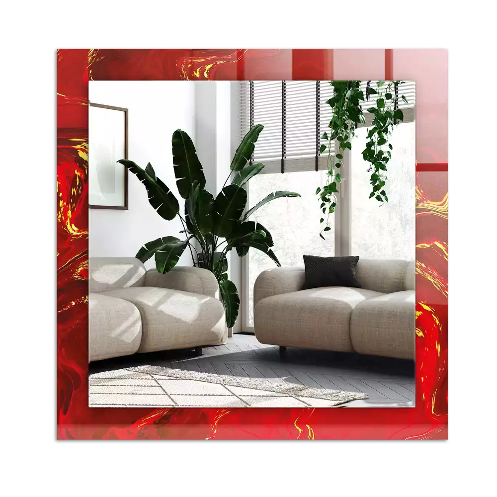 Decorațiuni perete cu oglindă Vopsea roșie abstractă