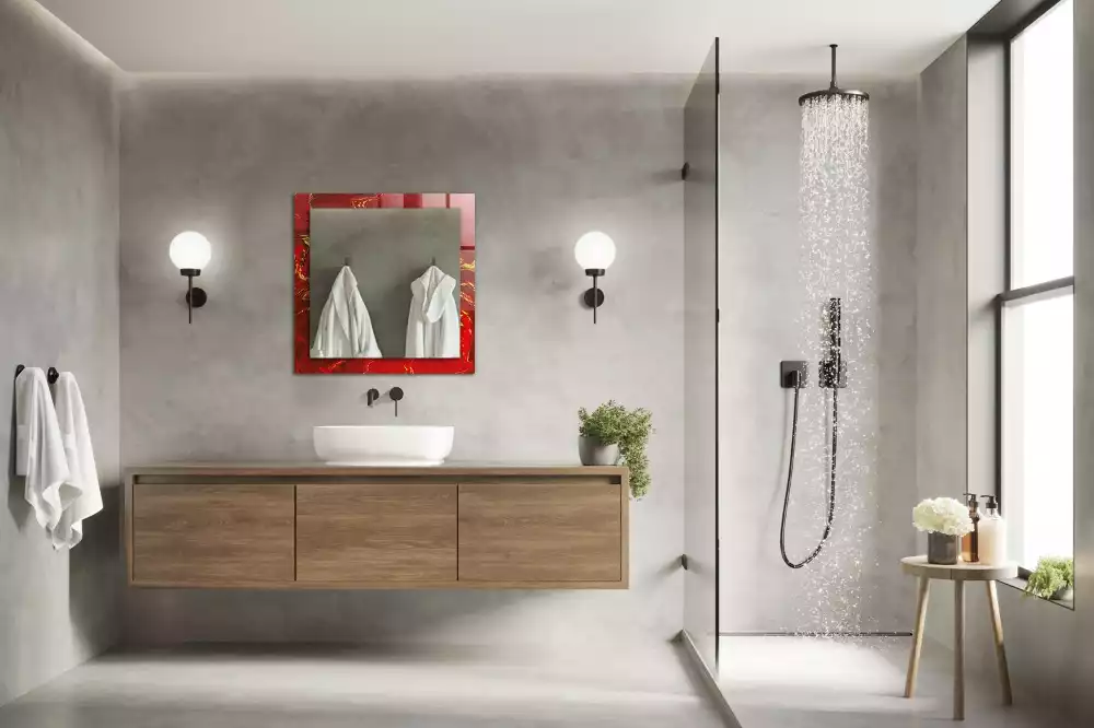 Decorațiuni perete cu oglindă Vopsea roșie abstractă