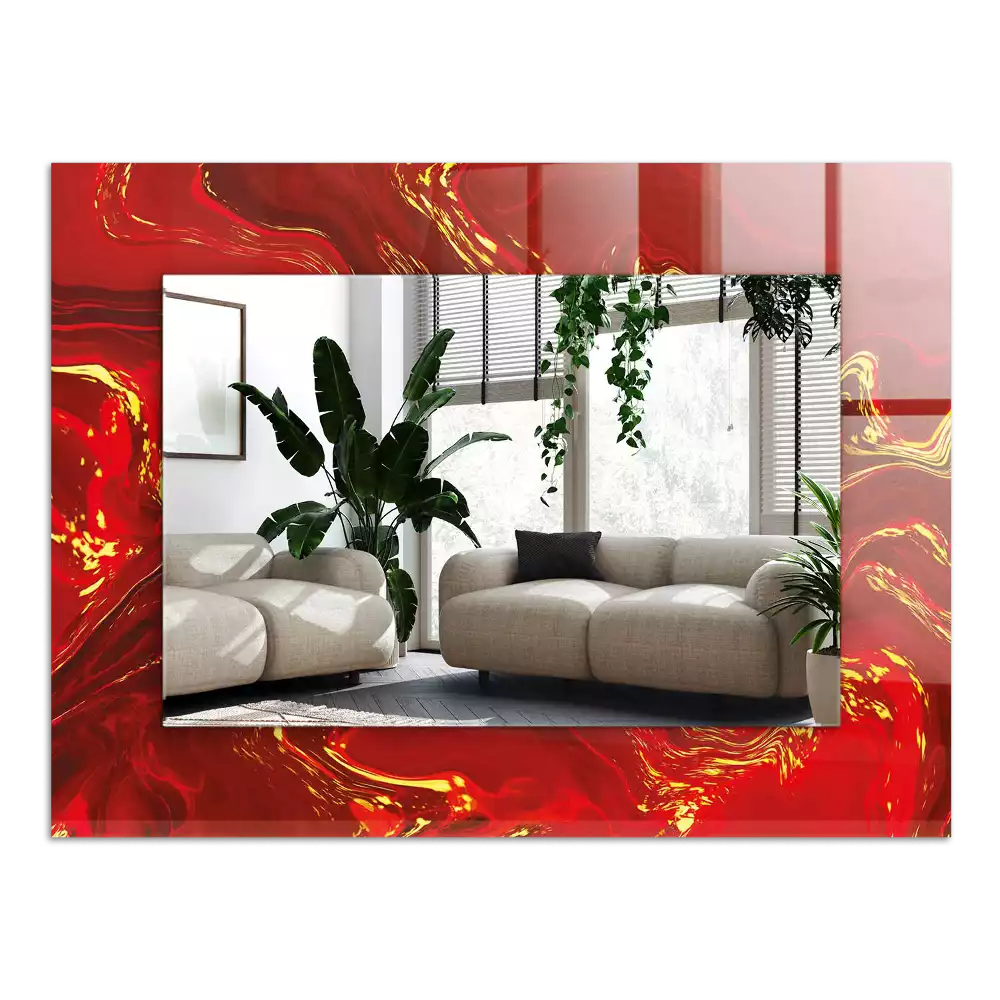 Decorațiuni perete cu oglindă Vopsea roșie abstractă
