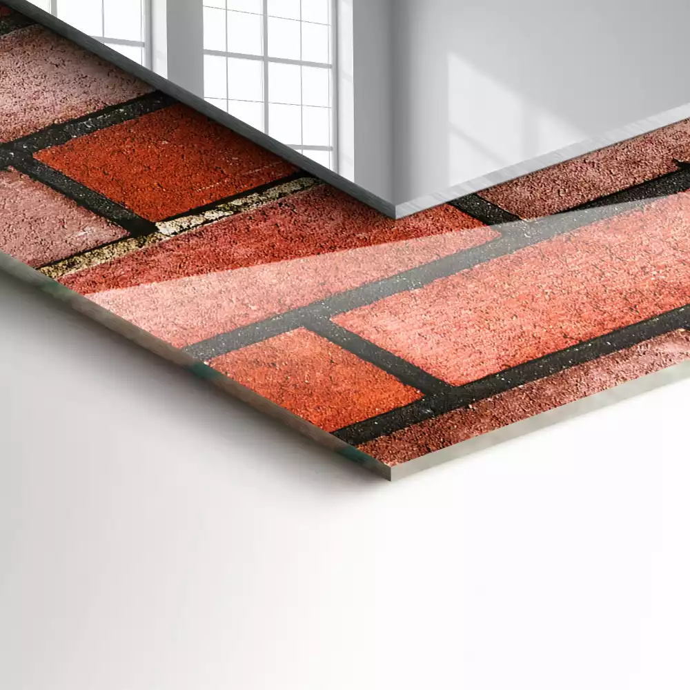 Decorațiuni perete cu oglindă Perete din cărămidă roșie