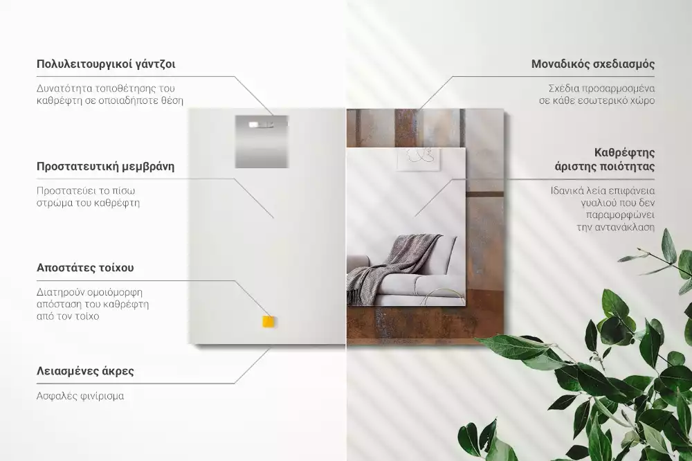 Decorațiuni de perete cu oglinzi Rugină metalică la modă