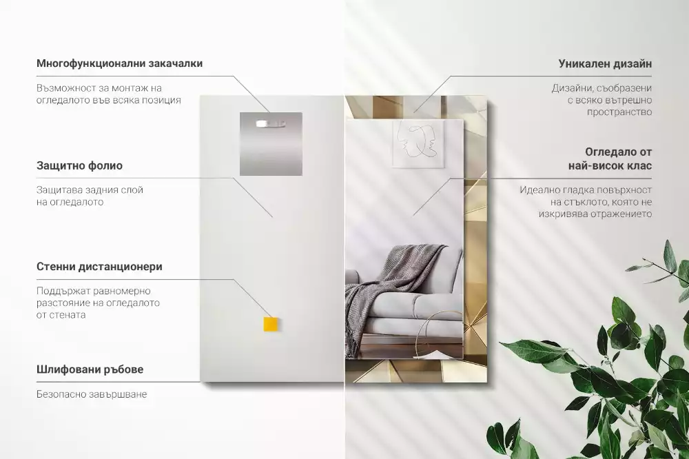 Decorațiuni perete cu oglindă Forme geometrice