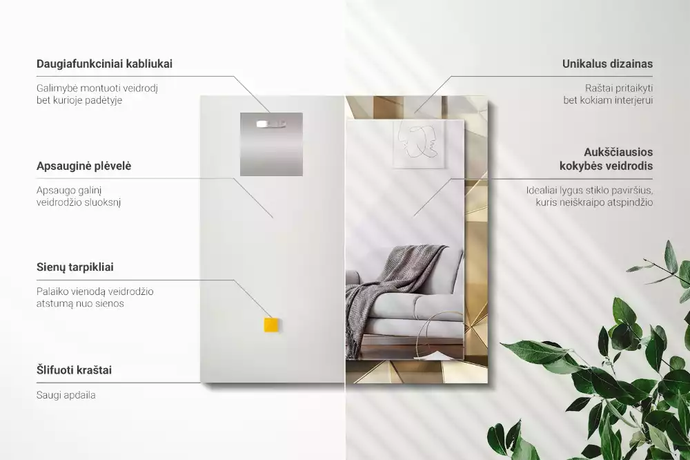 Decorațiuni perete cu oglindă Forme geometrice