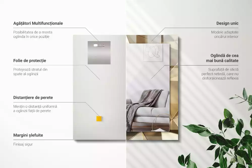 Decorațiuni perete cu oglindă Forme geometrice