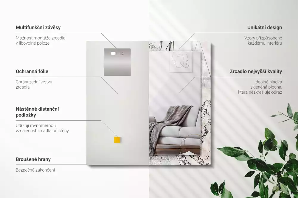 Oglindă imprimată Cerb vulpe plante