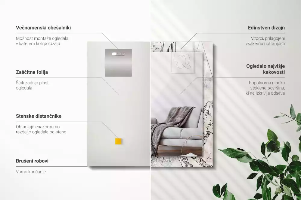 Oglindă imprimată Cerb vulpe plante