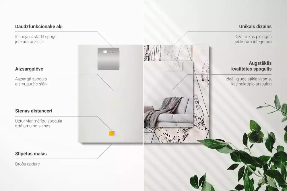 Oglindă imprimată Cerb vulpe plante