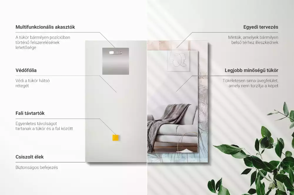 Decorațiuni de perete cu oglinzi Plante pastelate