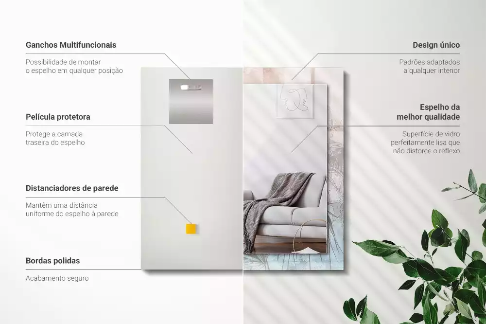 Decorațiuni de perete cu oglinzi Plante pastelate