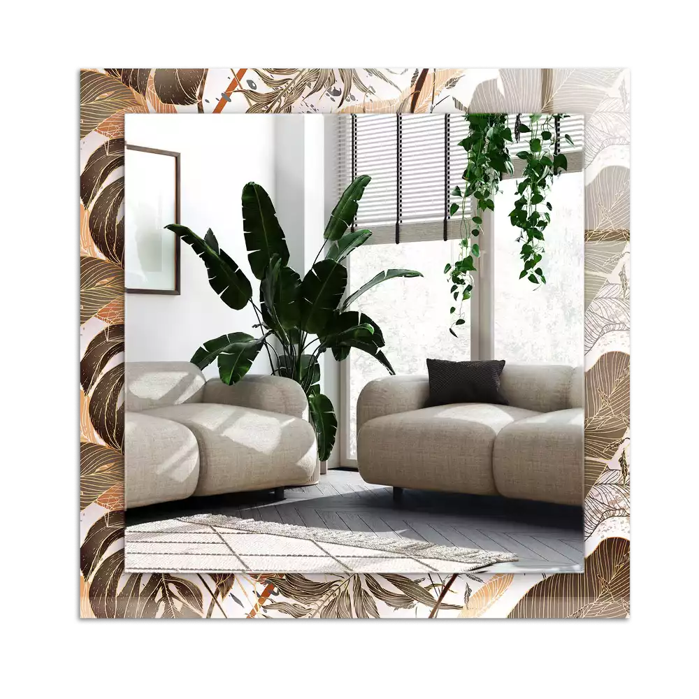Decorațiuni perete cu oglindă Model tropical frunze