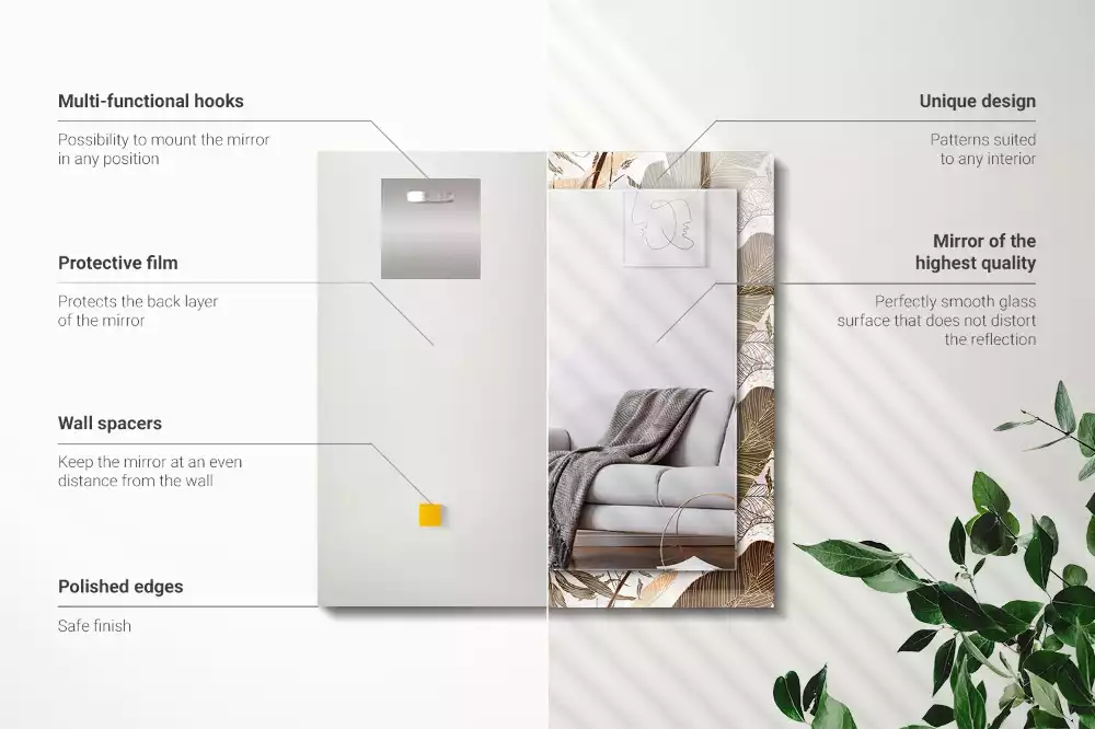 Decorațiuni perete cu oglindă Model tropical frunze