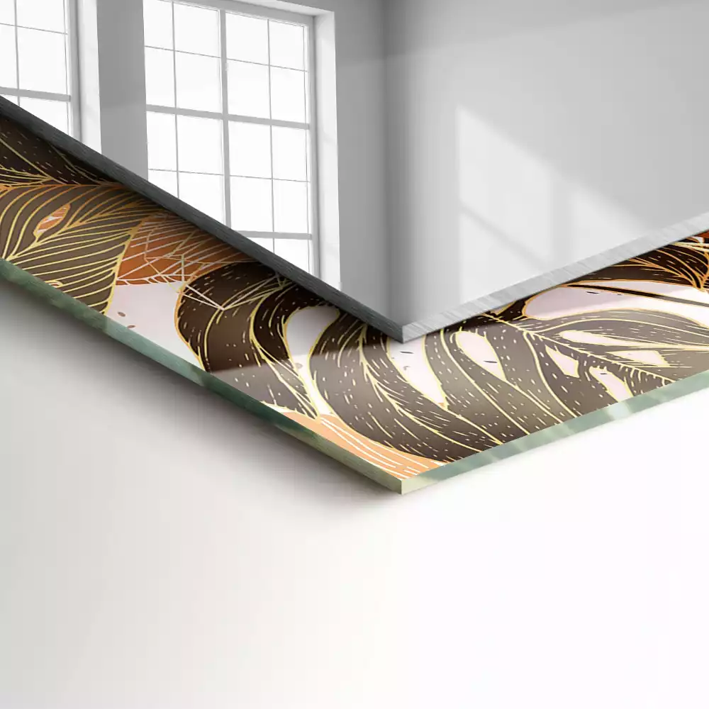Decorațiuni perete cu oglindă Model tropical frunze