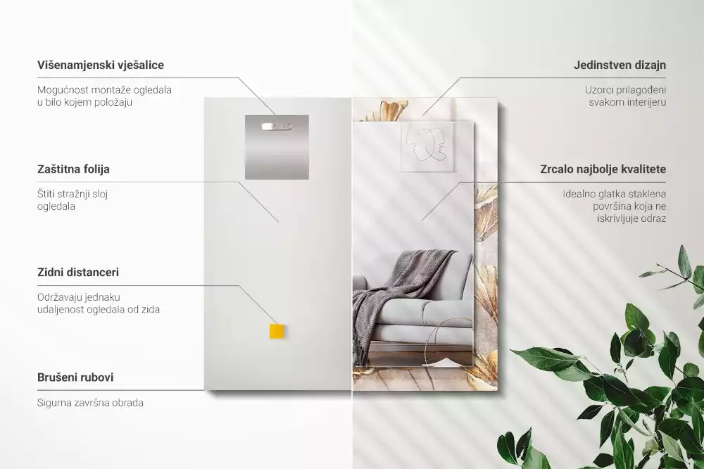 Oglindă imprimată Flori vintage