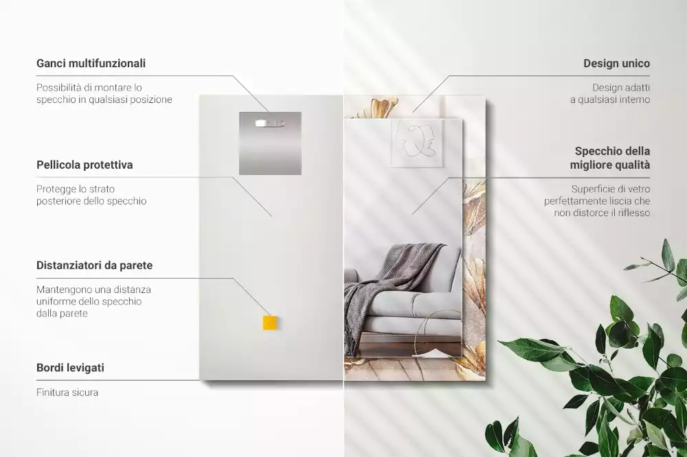 Oglindă imprimată Flori vintage