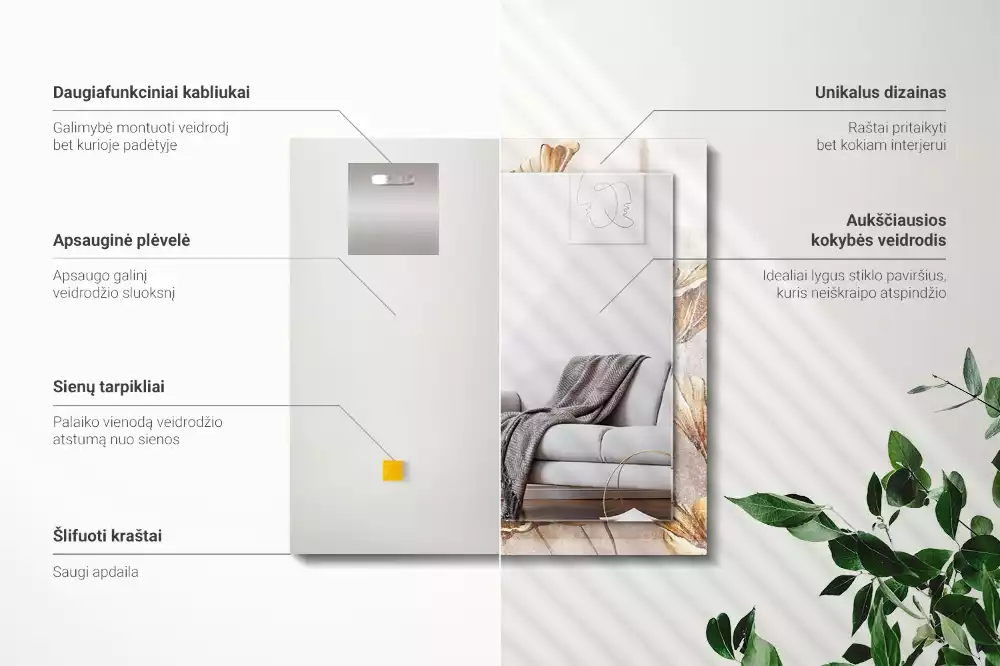 Oglindă imprimată Flori vintage