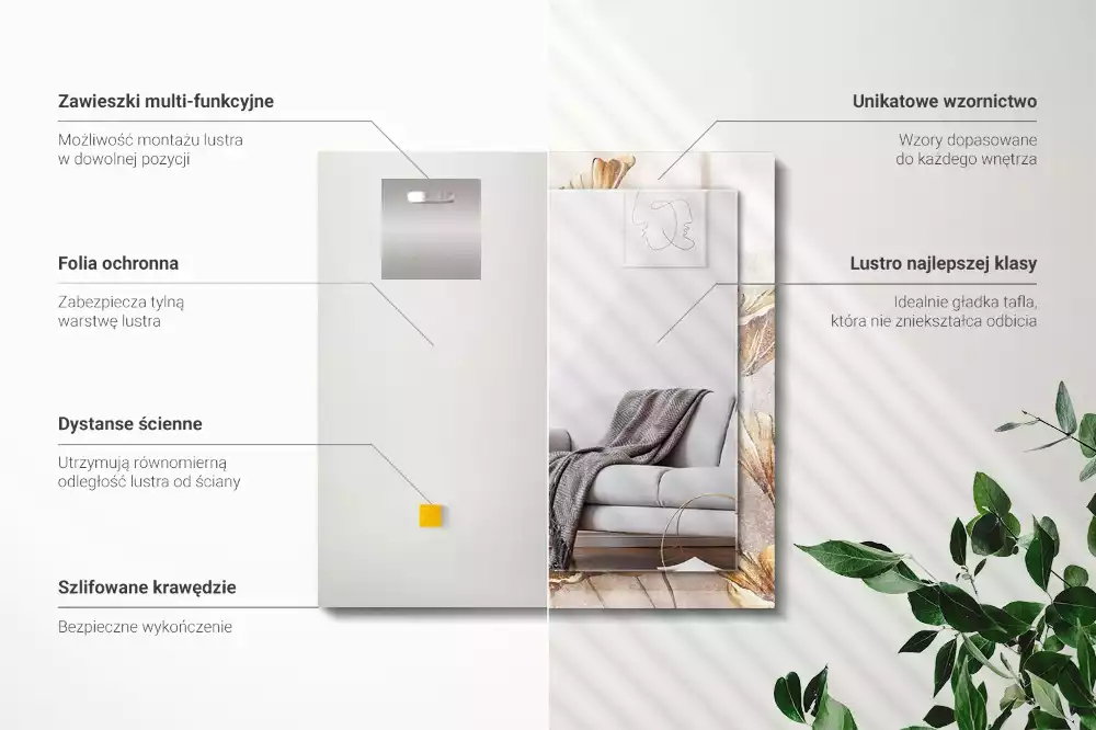 Oglindă imprimată Flori vintage