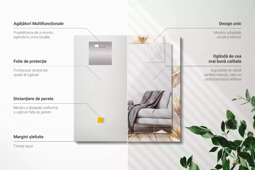 Oglindă imprimată Flori vintage