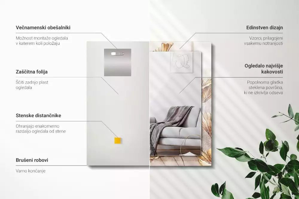 Oglindă imprimată Flori vintage