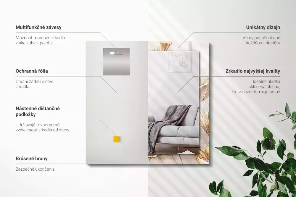 Oglindă imprimată Flori vintage