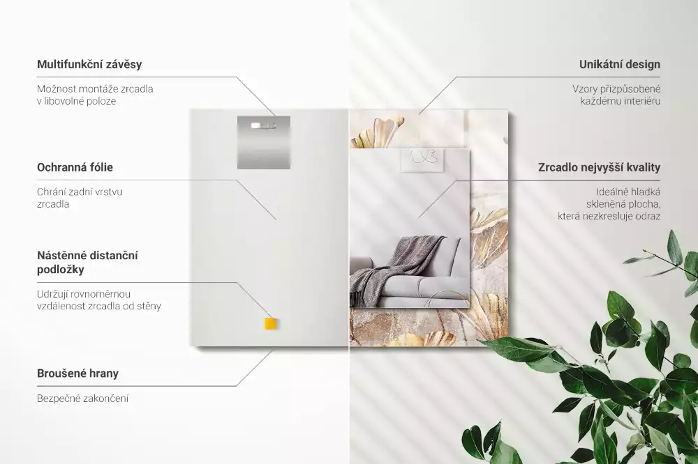 Oglindă imprimată Flori vintage